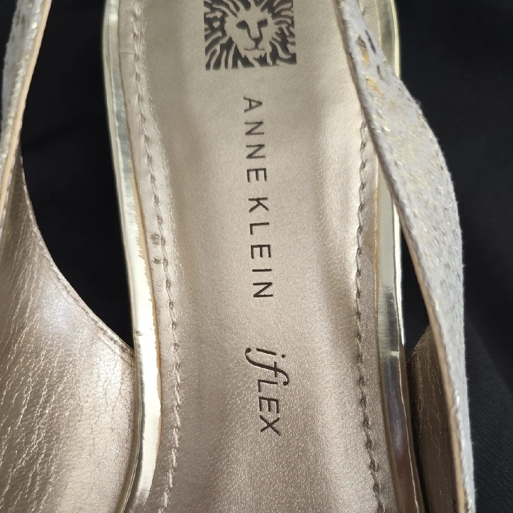 Anne Klein Gold Embellished Slingback Heels